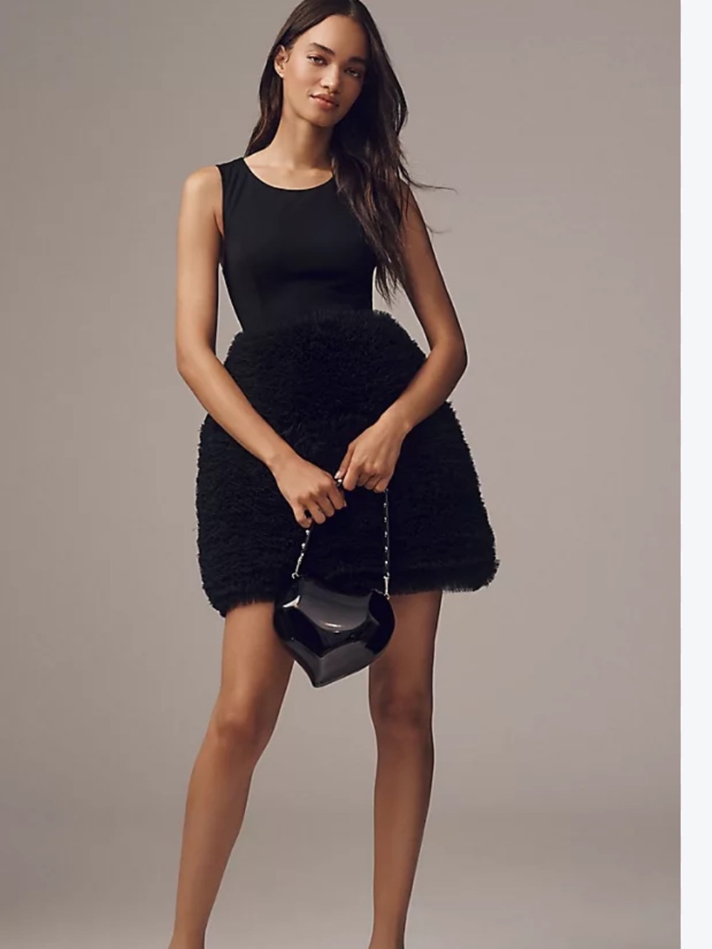 Anthropologie Hutch Twofer Satin Tulle Mini Dress In Black Size Small NWT